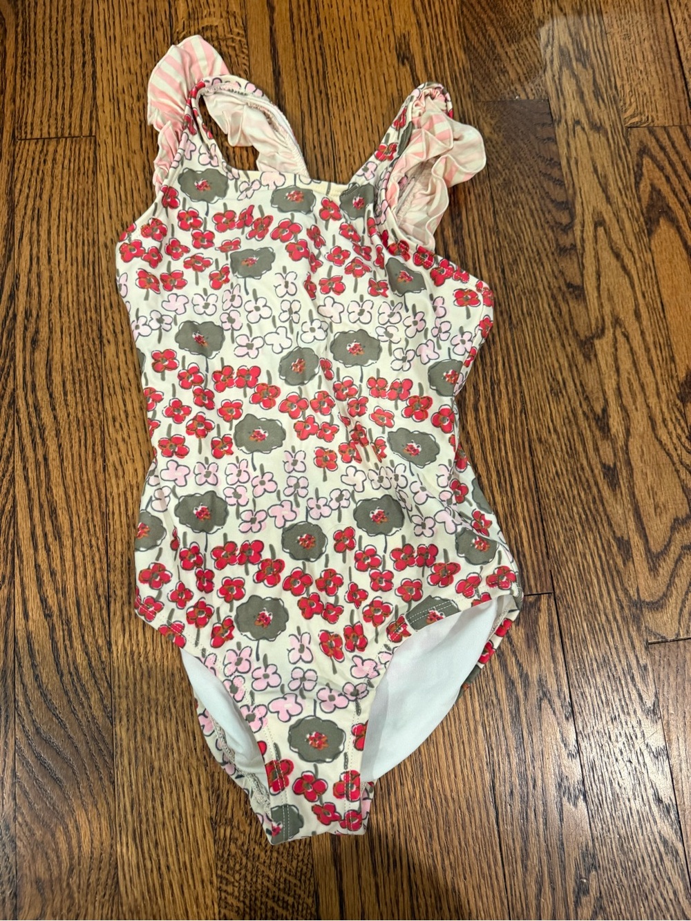 Kids Floral One-Piece Swimsuit in Pink and Green